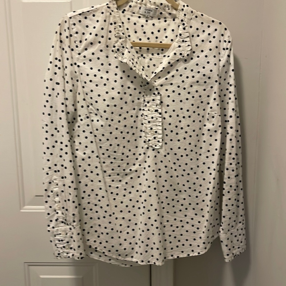 Crown & Ivy blue and white Polka Dot shirt (Size Medium)